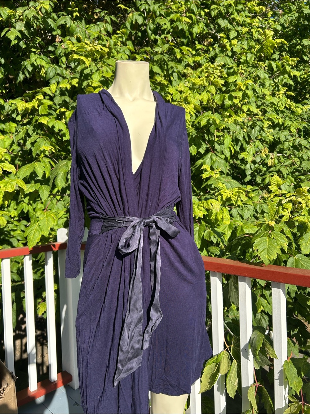 Deep Blue Purple Wrap Robe with Tie